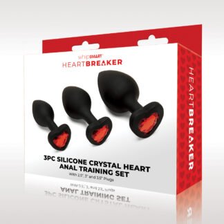 WhipSmart Heartbreaker 3 pc Crystal Heart Anal Training Set - Black/Red