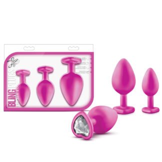 Blush Luxe Bling Plugs Training Kit - Pink w/White Gems