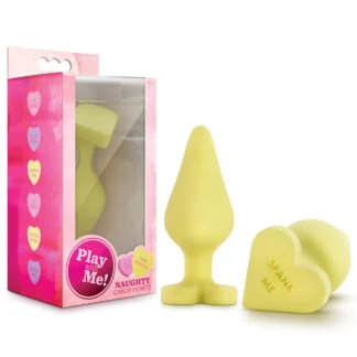 Blush Play With Me Naughty Candy Heart Spank Me Plug - Yellow