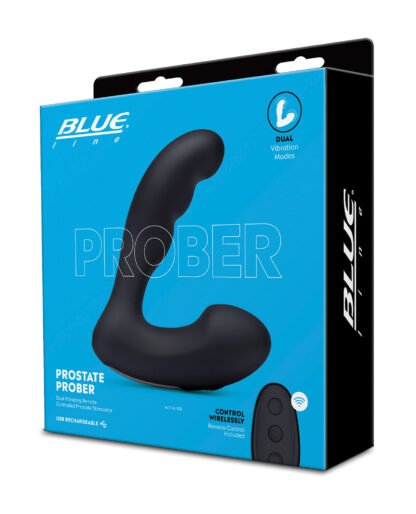 Blue Line Vibrating Prostate Prober w/Remote - Black