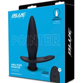Blue Line Vibrating Anal Plug Pointer w/Remote - Black