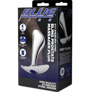 Blue Line 2.5" Stainless Steel Bling Prostate Massager Plug