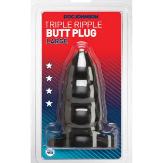 Triple Ripple Butt Plug - Large Black