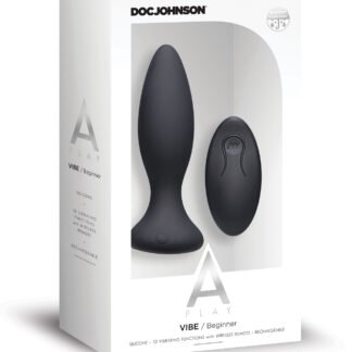 A Play Rechargeable Silicone Beginner Anal Plug w/Remote - Black