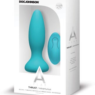 A Play Thrust Adventurous Rechargeable Silicone Anal Plug w/Remote - Teal