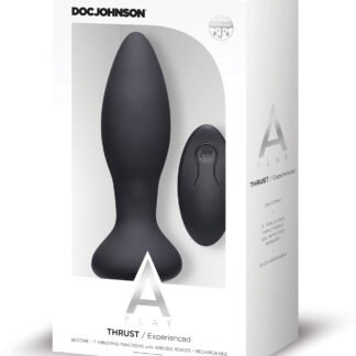 A Play Thrust Experienced Rechargeable Silicone Anal Plug w/Remote - Black