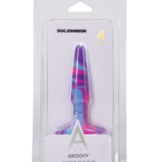 A Play 4" Groovy Silicone Anal Plug - Multicolor/Pink