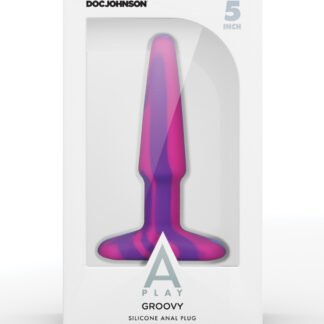 A Play 5" Groovy Silicone Anal Plug - Multicolor/Pink
