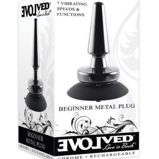 Evolved Beginner Vibrating Rechargeable Metal Plug - Black