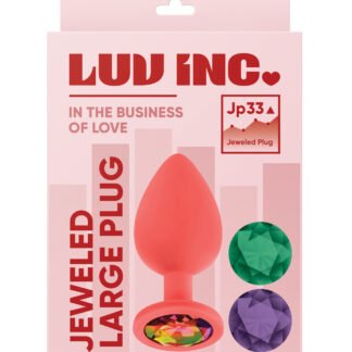 Luv Inc. Jeweled Silicone Butt Plug w/Three Stones - Large Coral