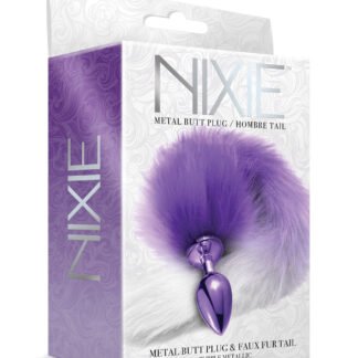 Nixie Metal Butt Plug w/Faux Fur Tail - Purple Metallic