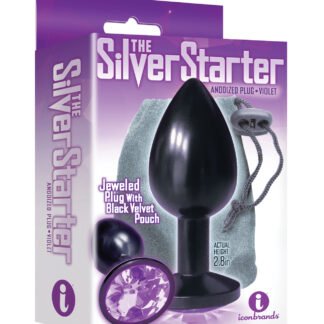 The 9's The Silver Starter Bejeweled Round Stainless Steel Plug - Black/Violet