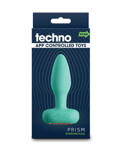 Techno Prism App Controlled Rotating & Vibrating Anal Plug - Teal