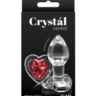 Crystal Desires Glass Heart Gem Butt Plug Small - Red