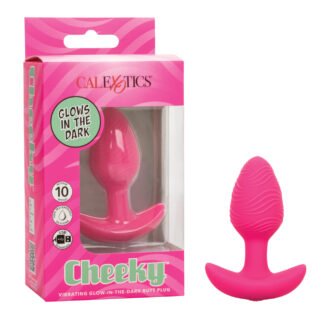 Cheeky Glow in the Dark Vibrating Butt Plug - Pink
