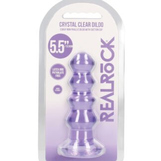 Shots RealRock Crystal Clear 5.5" Curvy Dildo/Butt Plug - Purple