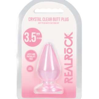 Shots RealRock Crystal Clear 3.5" Anal Plug - Pink