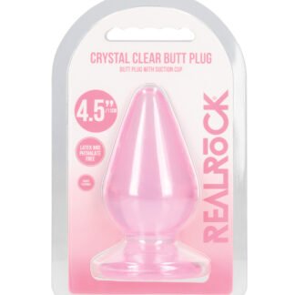 Shots RealRock Crystal Clear 4.5" Anal Plug - Pink