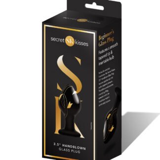 Secret Kisses 3.5" Handblown Glass Plug - Black/Gold