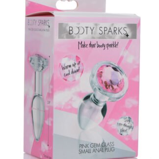 Booty Sparks Pink Gem Glass Anal Plug - Small