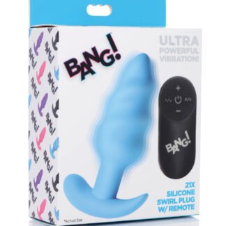 Bang! 21X Vibrating Butt Plug w/Remote Control - Blue