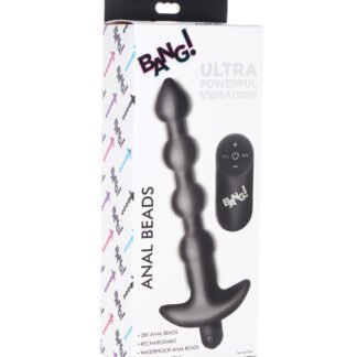 Bang! 28X Vibrating Silicone Anal Beads w/Remote Control - Black
