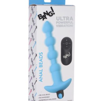 Bang! 28X Vibrating Silicone Anal Beads w/Remote Control - Blue