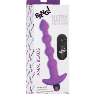 Bang! 28X Vibrating Silicone Anal Beads w/Remote Control - Purple
